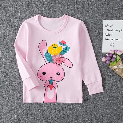 女童纯棉内衣宝宝秋衣女孩单衣小孩打底单件长袖上衣儿童全棉睡衣