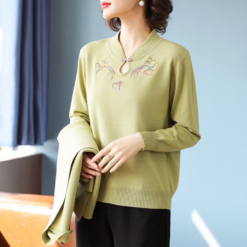 妈妈春秋针织外套洋气高贵夫人开中老年女装
