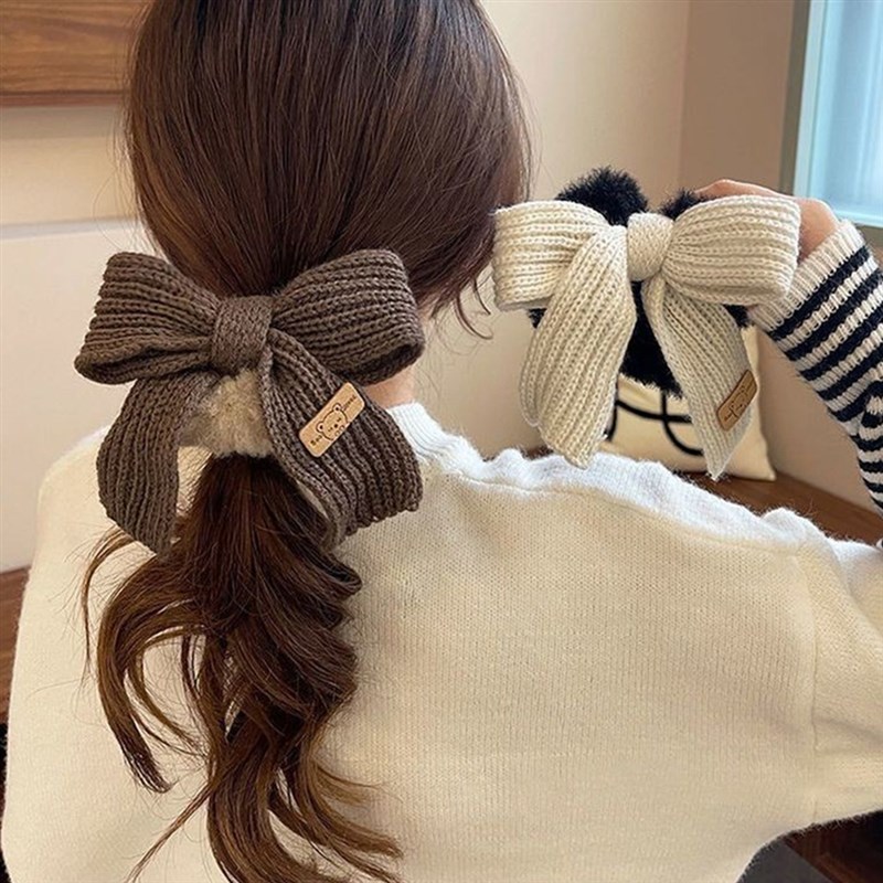 2022 New Plush Head Rope Bow Knot Hair Band Hair Rope Access