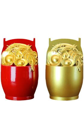 一桶金工艺品摆件黄铜器小水桶工艺开业婚嫁礼品中式复古创意送礼