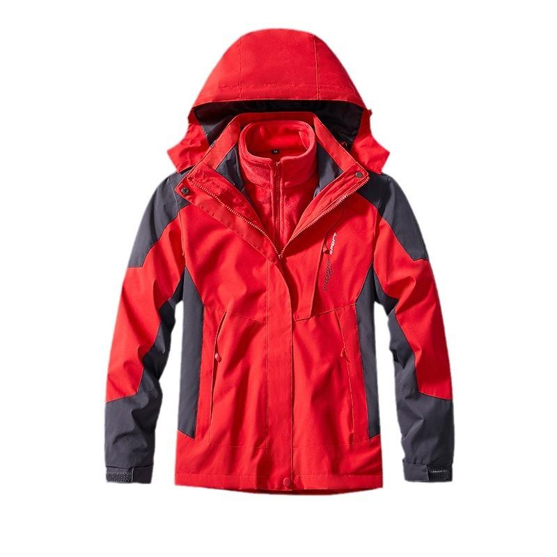 户外冲锋衣男女潮牌三合一可拆卸秋冬加厚防风防水外贸登山服