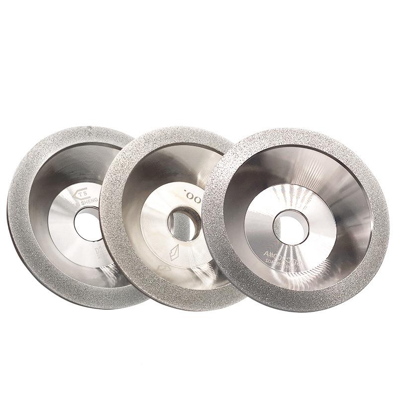 力刀机磨合金砂电01镀钻石碗轮型金刚奇石砂轮磨钨钢铣刀砂轮片