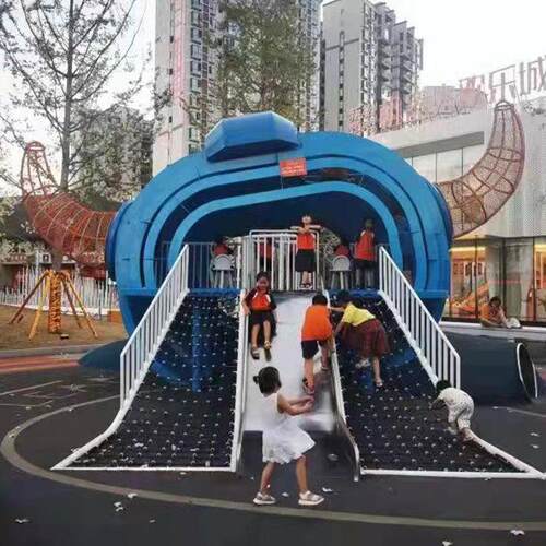 户外大型非标儿童游乐设备定制室外拓展亲子互动无动力不锈钢滑梯