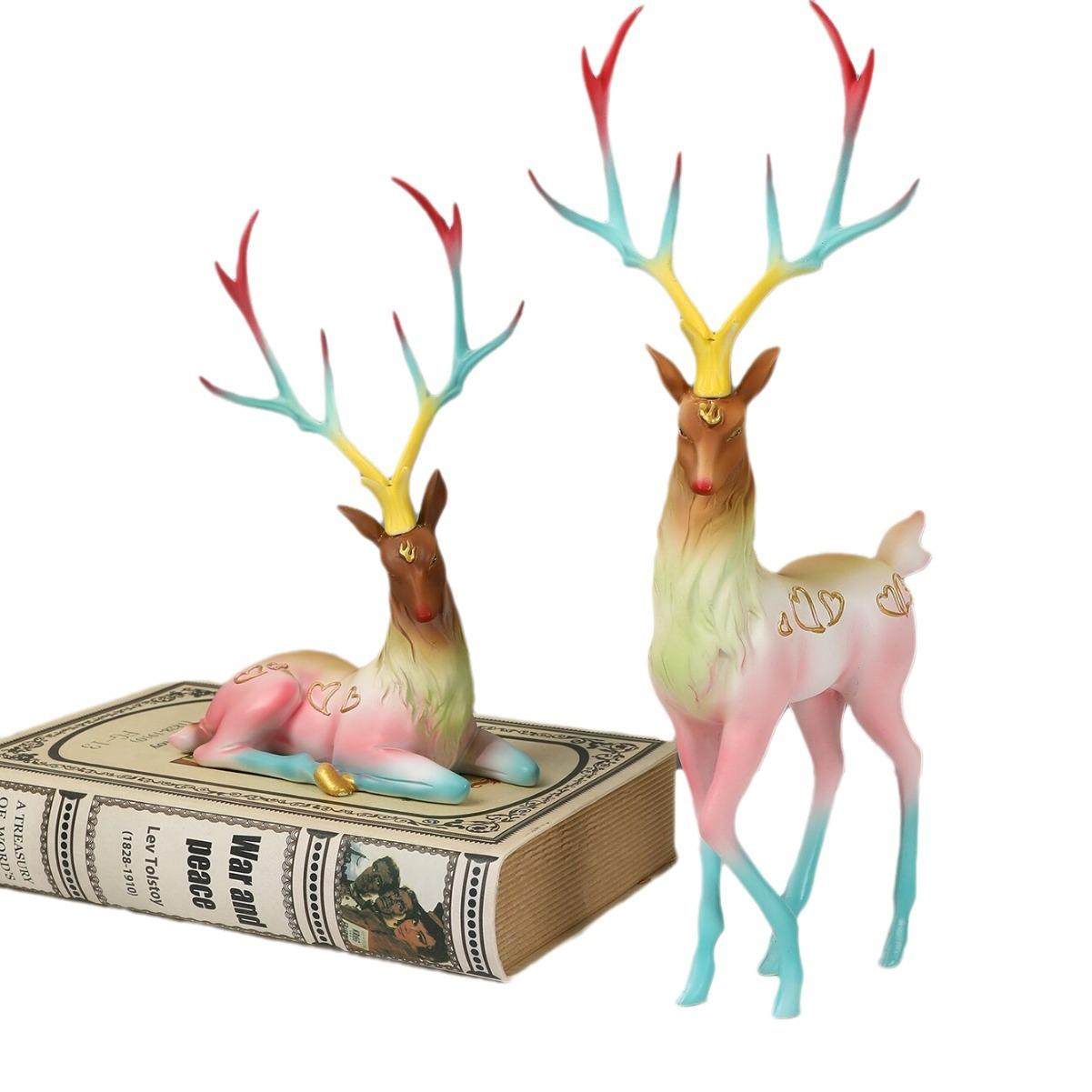 北欧高级小众彩色爱心一鹿有你鹿摆件玄关饰品简约房间客厅摆件,家居饰品,落地摆件,淘宝优惠券,粉丝福利购,淘宝优惠卷