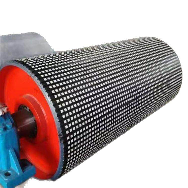 皮带机陶瓷绝缘胶板包胶铸胶滚筒矿用内外置被动输送机滚筒配件