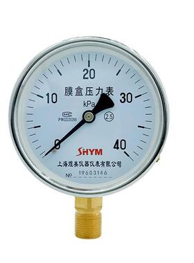 YE100天然气气压表0-25KPa40KPa60KPa16KPaM20*1.5膜盒压力表