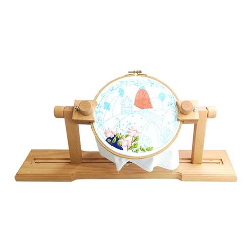 十字绣刺绣台式桌面榉木绣架手工diy刺绣工具实木圆形长方形绣框