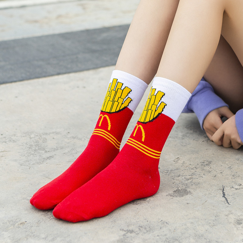 网红Colorful Women's Socks Woman's Cotton Socks Fruits Banan