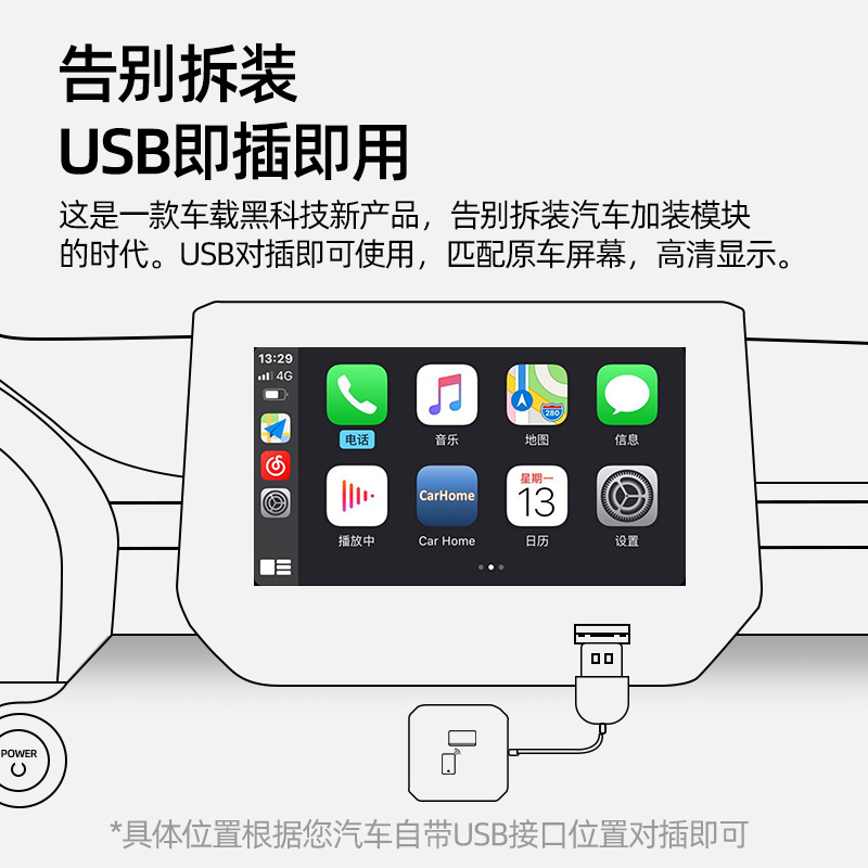 长安欧尚A800长行  无线carplay盒子Hicar模块投屏器互联盒