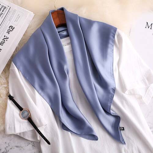极速2022 New Fashion Summer Silk Square Scarf Solid Women Sa