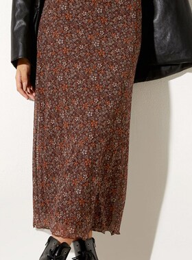 极速HOUZHOU Vintage Yk Floral Long Skirt Women Retro Print M
