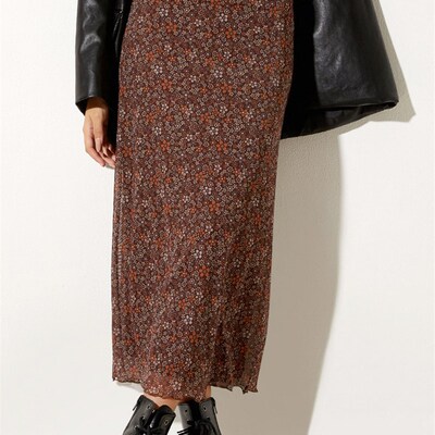 极速HOUZHOU Vintage Yk Floral Long Skirt Women Retro Print M