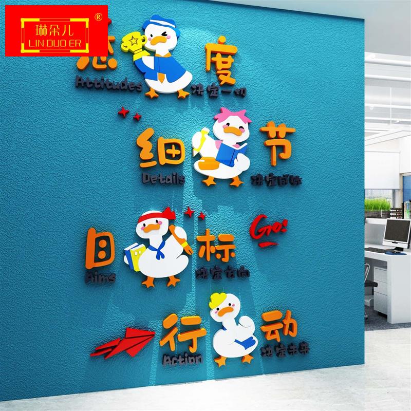 办公室墙面装饰企业文化工位氛围布置公司背景会议励志标语贴纸画