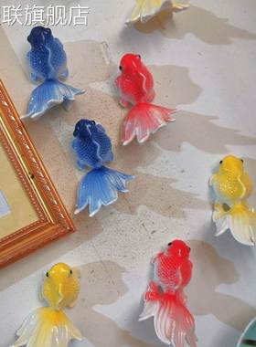 陶瓷小金鱼桌面摆件玻璃墙鱼缸网红摆件