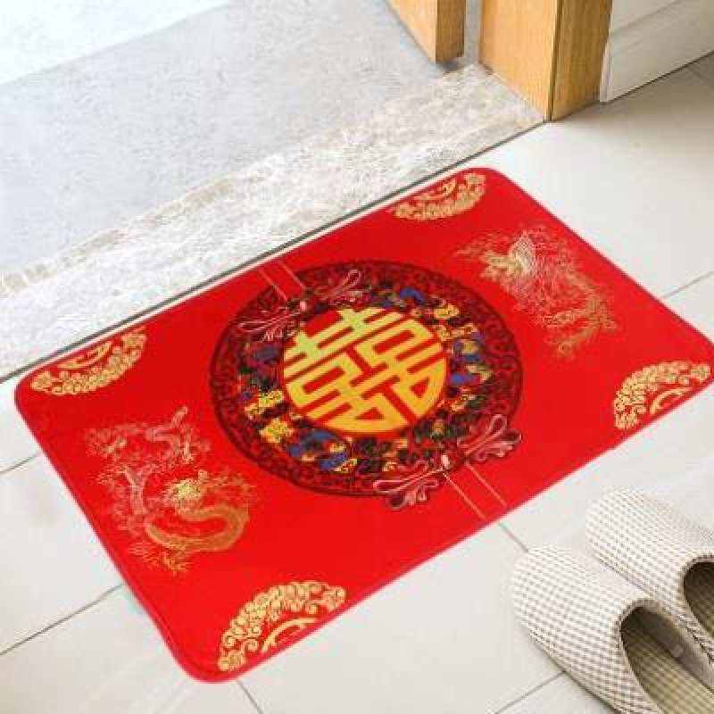 地毯踏板床前喜字娘家楼梯口床边毯圆形新年家门口陪嫁门厅可擦结