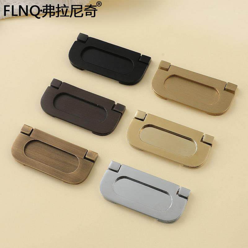 高端抽屉拉手隐形现代简约黄铜衣柜抽屉床头柜平装拉手轻奢铜拉手