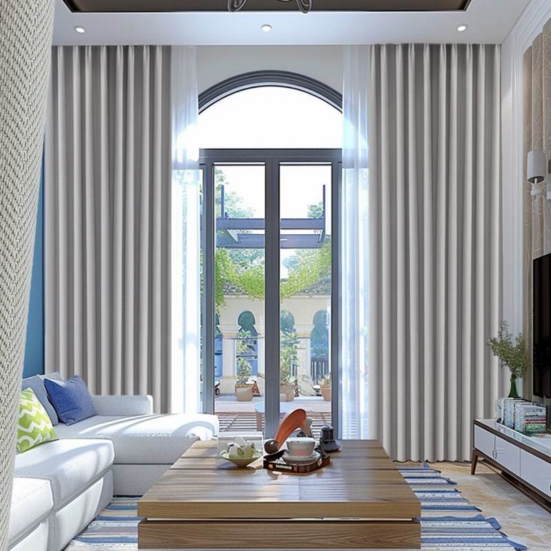窗帘遮光2024新款免打孔安装飘窗隔音窗帘杆一整套阳台遮阳帘卧室