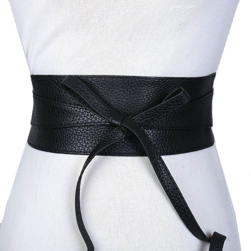 Women Bow Belt New Lace Up Pu Belts for Women Straps Wide Wa