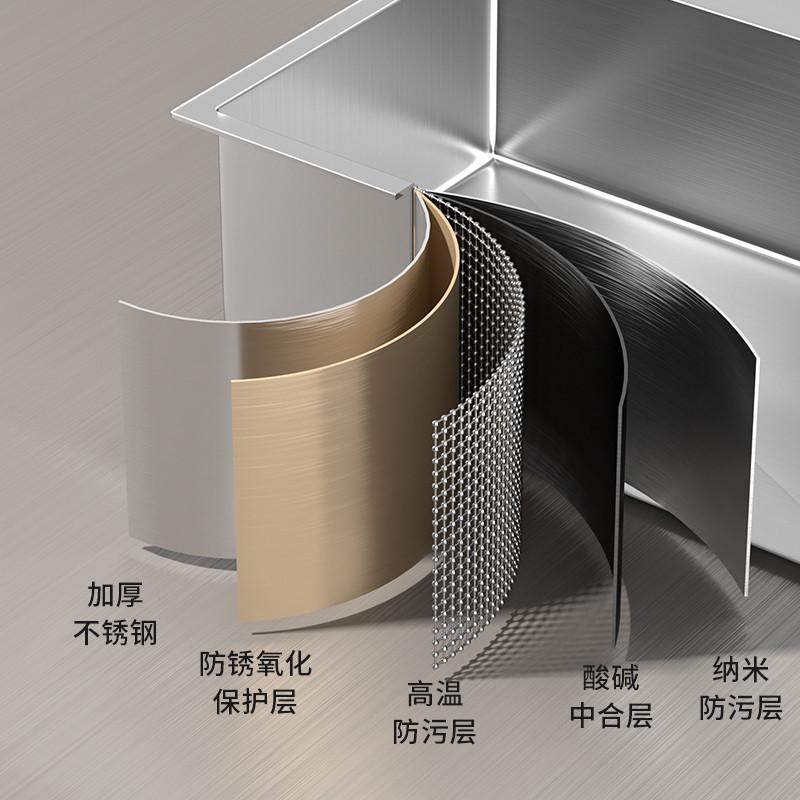 厨房洗菜盆水槽大单槽家用304不锈钢洗碗槽手工纳米洗菜池洗碗盆