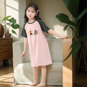 2024新款儿童睡衣薄款夏季莫代尔中大童女童夏睡裙女孩休闲家居服