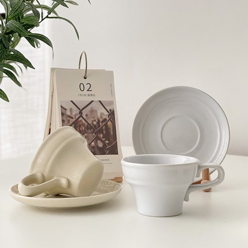 白屿 咖啡杯碟陶瓷套装高级杯N子设计感小众纯色,餐饮具,咖啡杯,淘宝优惠券,粉丝福利购,淘宝优惠卷