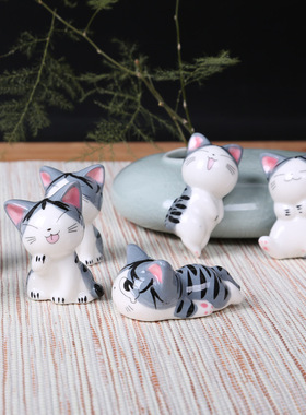 创意可爱卡通甜甜私房猫喵小奇手绘萌猫咪K陶瓷摆件微景观盆景饰