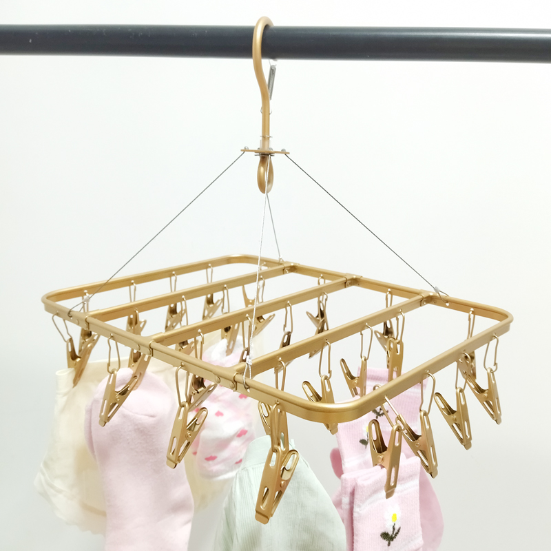 铝合金多夹子晾袜架防风多功能家用晾晒内衣O内裤阳台神器婴儿衣