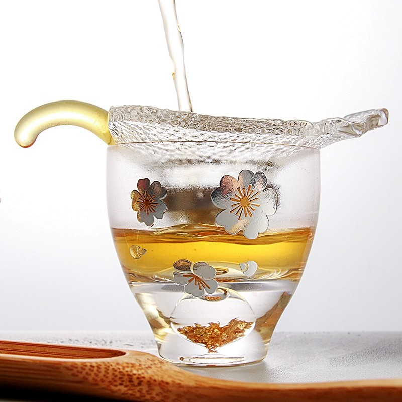 创意树叶款玻璃茶漏摆件 茶具茶道茶C具配件 茶过滤网 茶滤 滤茶