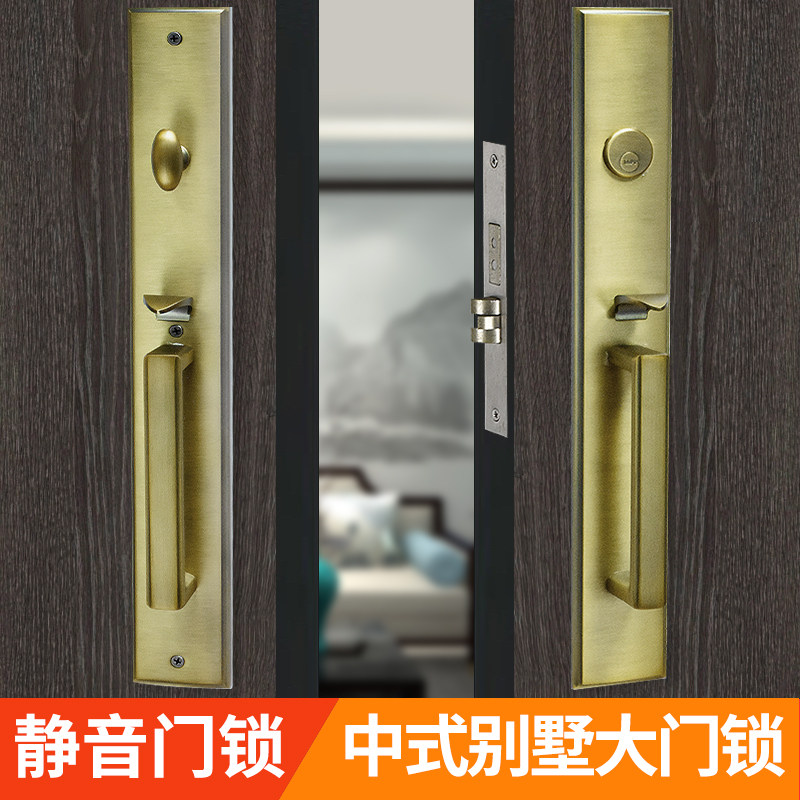 欧式豪华别墅大门锁对开酒店办y公会议室双拉手入户实木门防盗锁