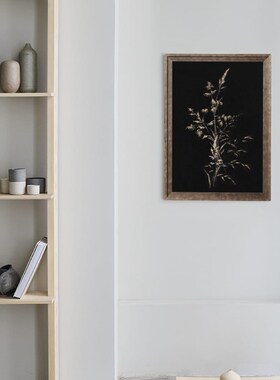 WED小众中古轻奢谷物植物黑白简约油画装饰画 客T厅餐厅背景墙挂