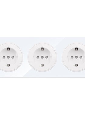 白色德插玻璃面板3G德插欧盟标准欧式插座250V16A带接地俄罗斯