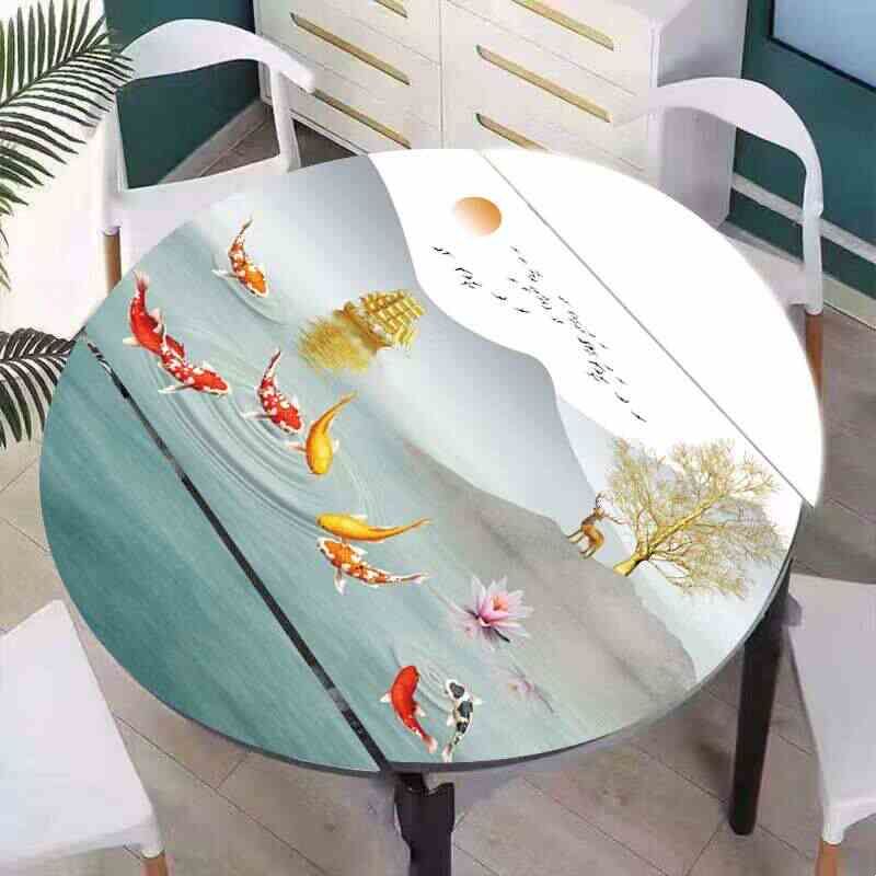 可折叠餐桌垫椭圆形桌布防水防油皮革加厚高档不透明现代简约盖布图片