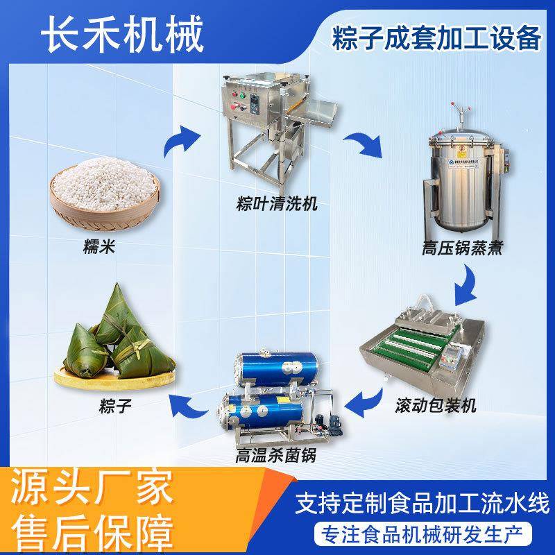 粽子加工成套设备粽子杀菌锅粽叶清洗机粽子蒸煮设备