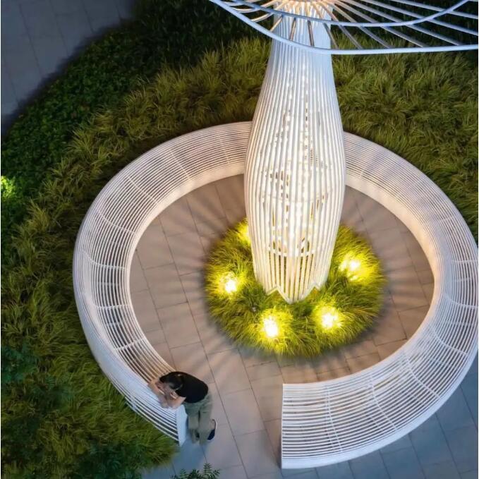 景区公园商业广场小区不锈钢异型简易长椅长登非标景观花园休息区