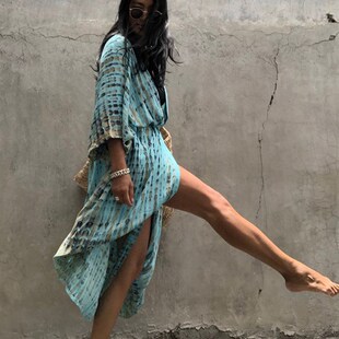 Kimono Vintage Summer Halo Dyeing Swimwear 极速Fitshinling