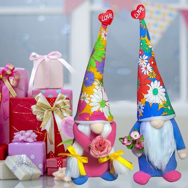 2 Pcs Mothers Day Gnome Plush Dolls Handmade Faceless