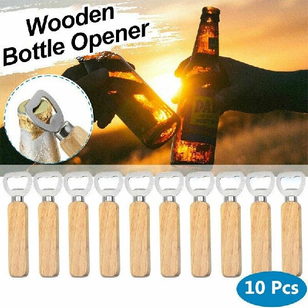 10Pcs/Lot Wooden Bottle Opener Beer Can Opener Household