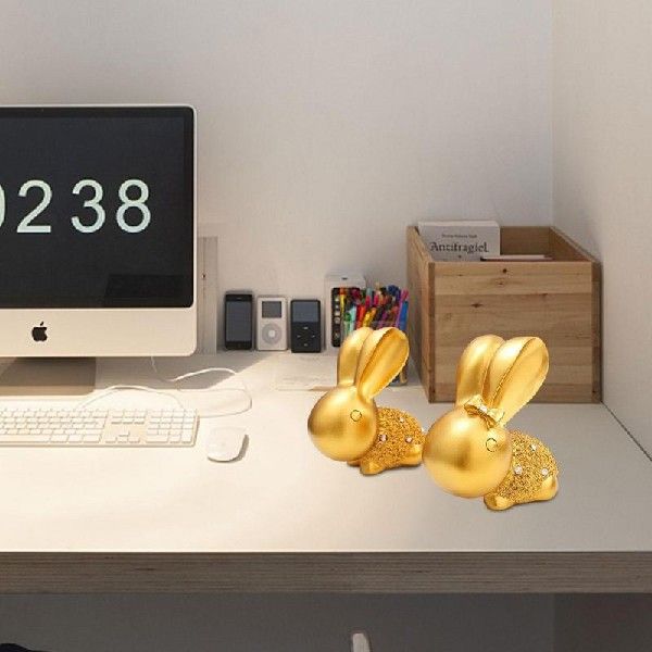 Resin Gold Bunny Decoration Cute Chinese Bunny Year Rabbit