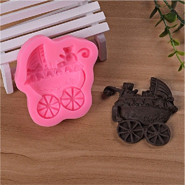 Bear Baby carriage car bows soap mould DIY fondant baking