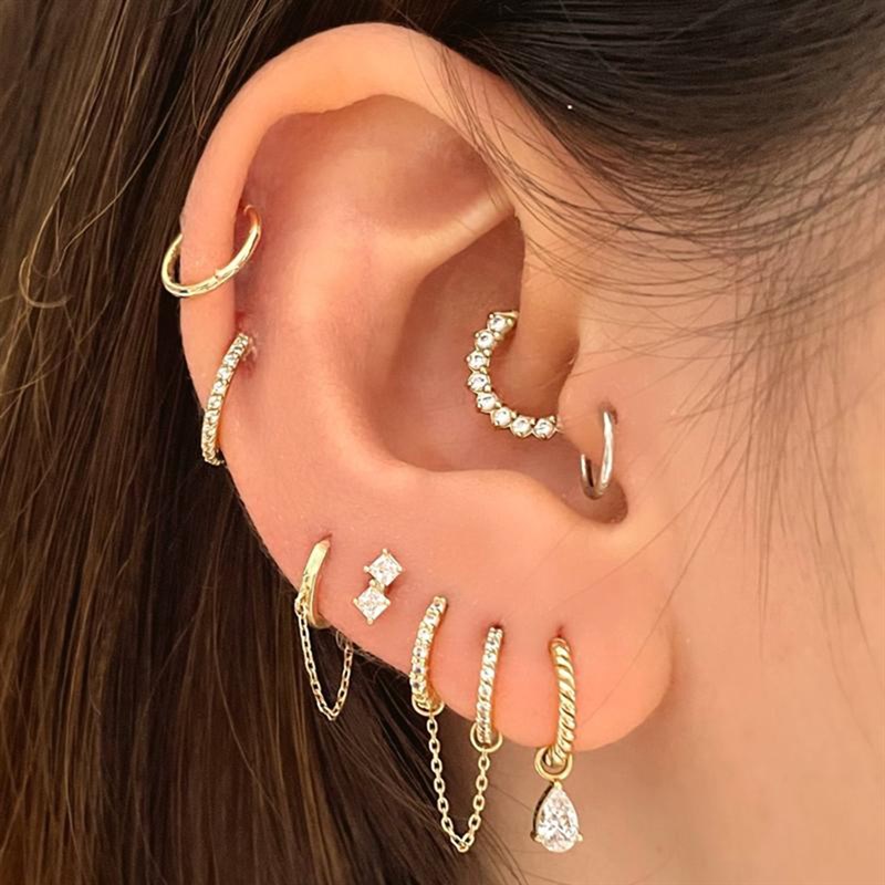 1PC Cz Nose Hoop Nostril Bendable Ring Gem Cartilage Tragus