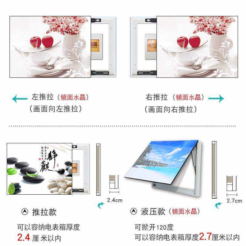 电表箱装饰画可推拉多媒体箱遮挡箱电源总开关弱电闸配电箱装饰盒