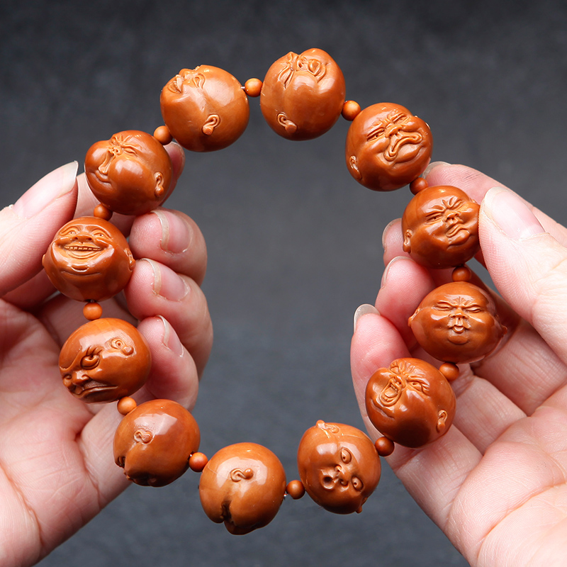 橄榄核手串核雕文玩人生百态手串12颗籽童趣胖子梅林橄榄胡男苏工