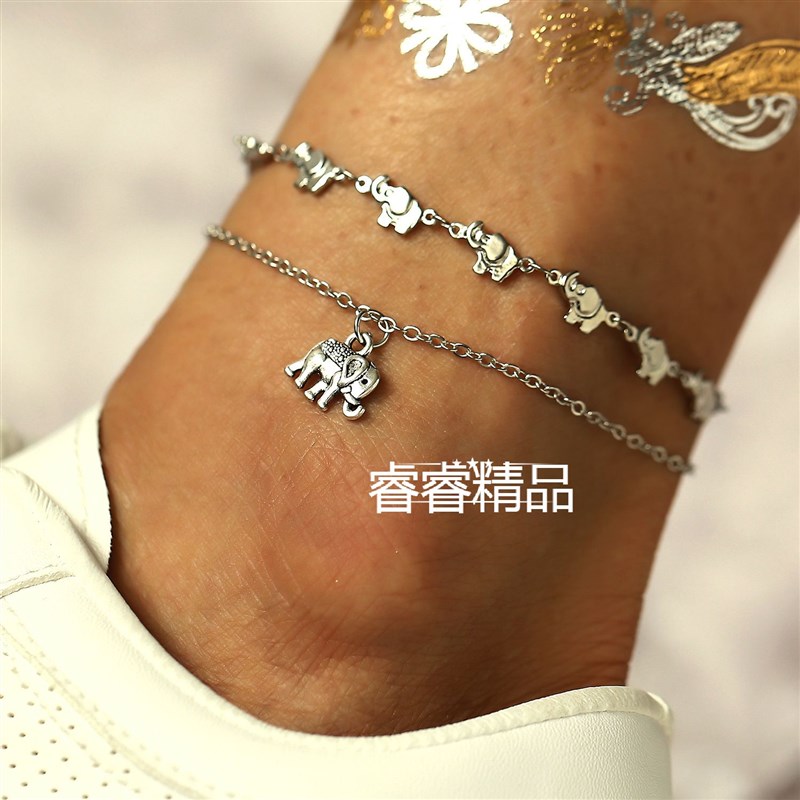 male Vintage Elephant Pendant man Foot jewelry Women Anklet