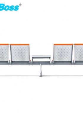 HiBoss四人位机场椅公共椅输液椅诊所候诊椅银行休息椅橙色皮垫带