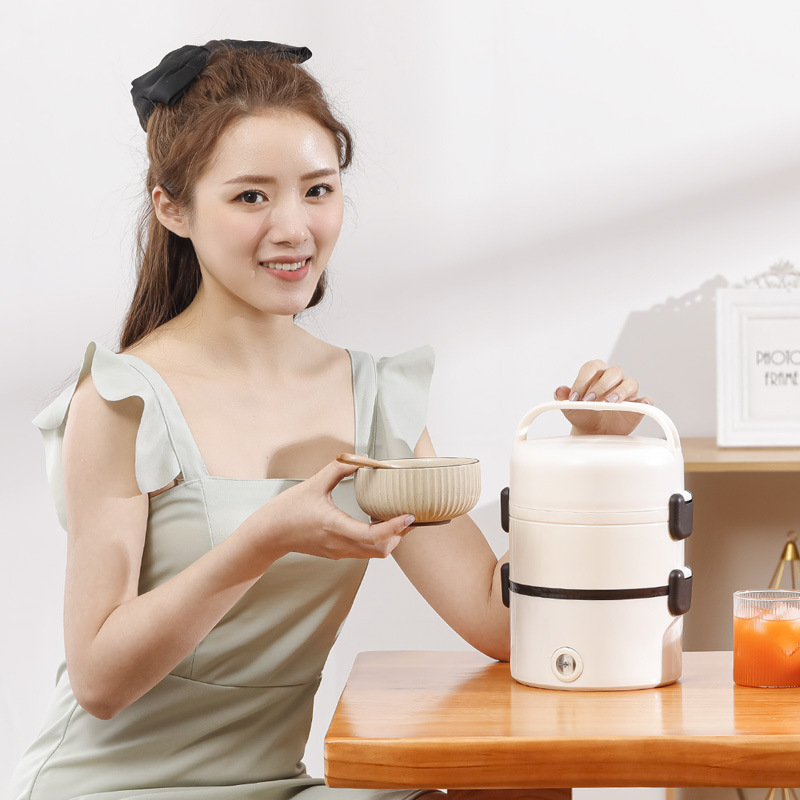 电饭盒 双层加热饭盒上班族可携式不锈钢可插电保温自热便当盒