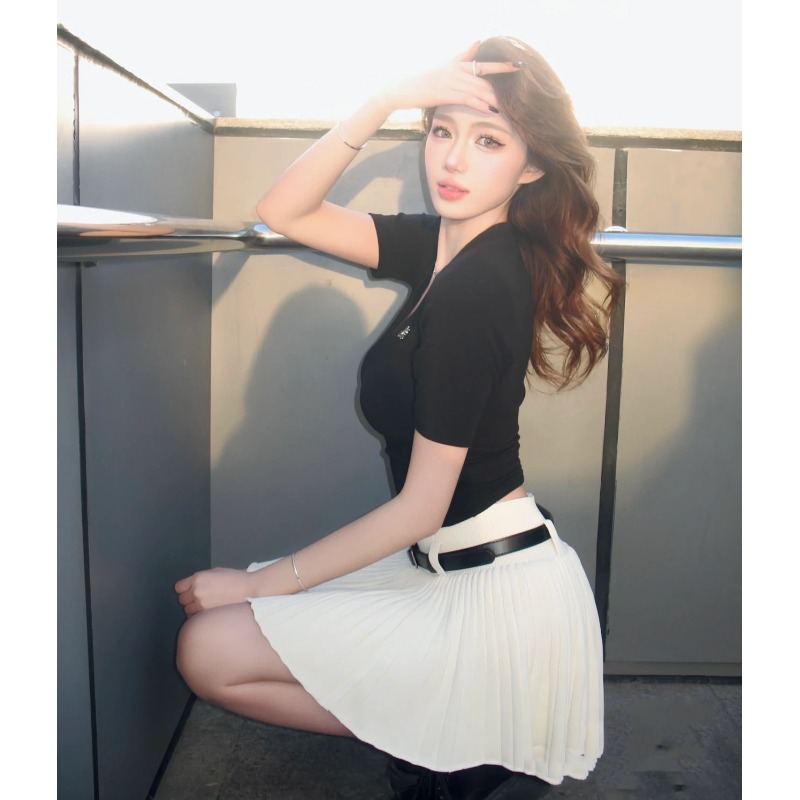 2023新款气质显瘦辣妹休闲运动风JK制服洋装子短裙两件式套装女夏