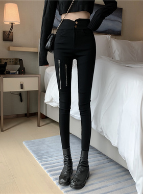 2021 spring autumn new elastic zipper leggings large size pa