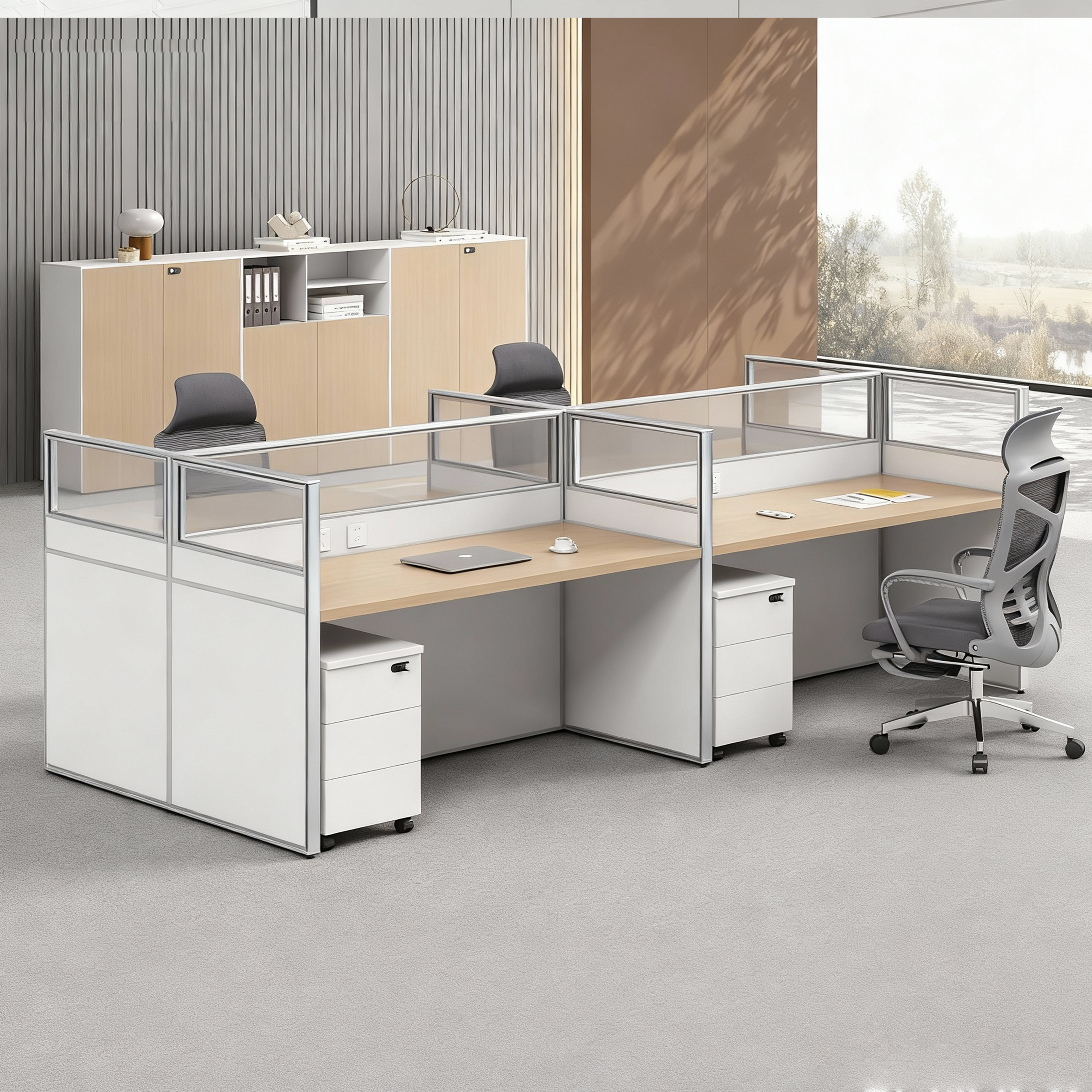 屏风办公桌4人位办公室员工工位桌6人位隔断卡座职员办公桌椅组合