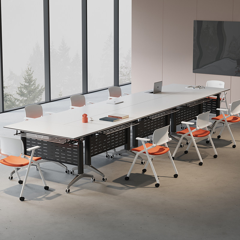 可折叠会议桌椅组合双人课桌拼接