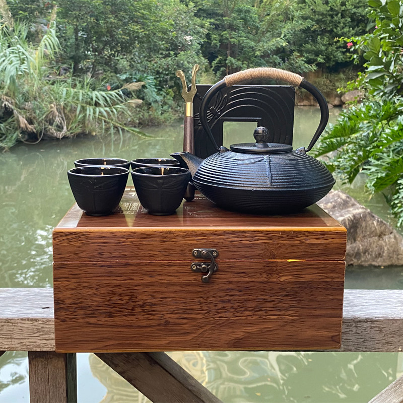 好货铁壶套装 日式铸铁茶壶手工无涂层烧水壶礼盒装家居摆设 复古